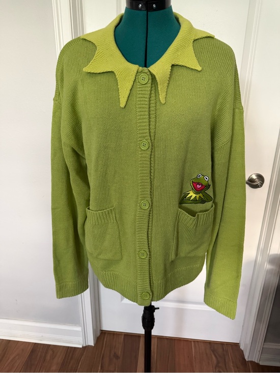 Disney Sweaters - Kermit the Frog Green Button-Up Cardigan Jacket